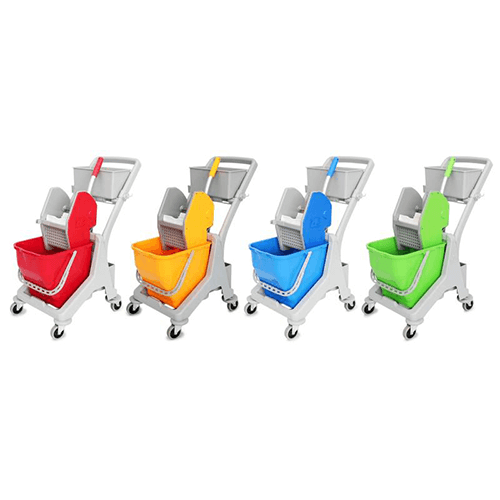多用途迷你清潔服務（wù）手推車  配25L水桶 帶垃圾袋 JT 25 紅黃藍綠可（kě）選