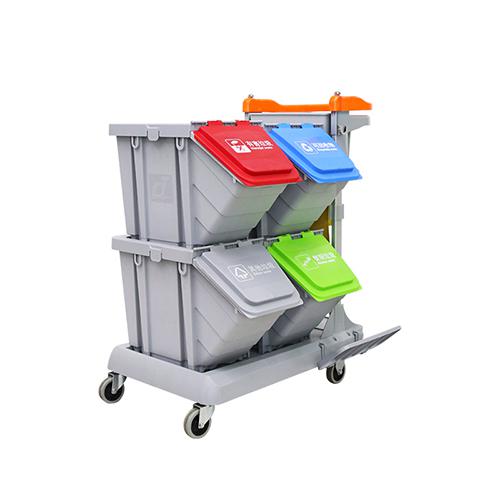 帶刹車靈動型（xíng）分類收納係統清潔車，配工（gōng）具袋、4個25公升分類箱 JDB T4100