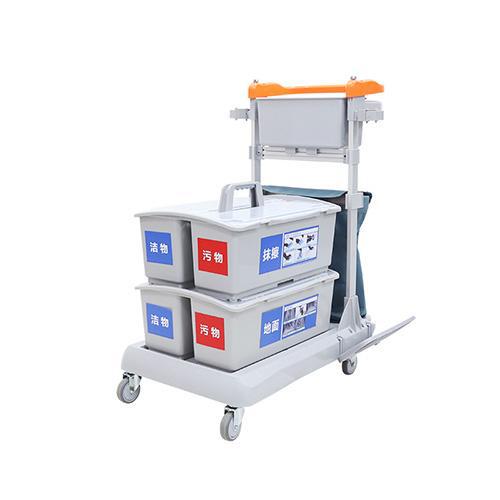 靈動（dòng）型平推係統清潔（jié）車，配垃圾袋（dài），雙格桶x2，帶刹車，含標貼 JDB R223