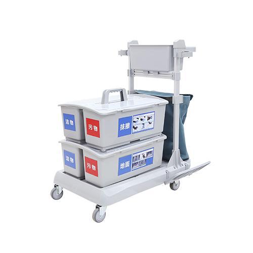 靈動型平推係統清潔（jié）車，配垃圾袋，雙格桶x2，含標貼 JD R223