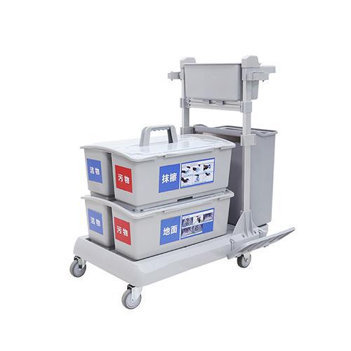 靈動型（xíng）平（píng）推（tuī）係統清潔車 配垃圾桶、2個含標（biāo）貼雙格桶 JD G223