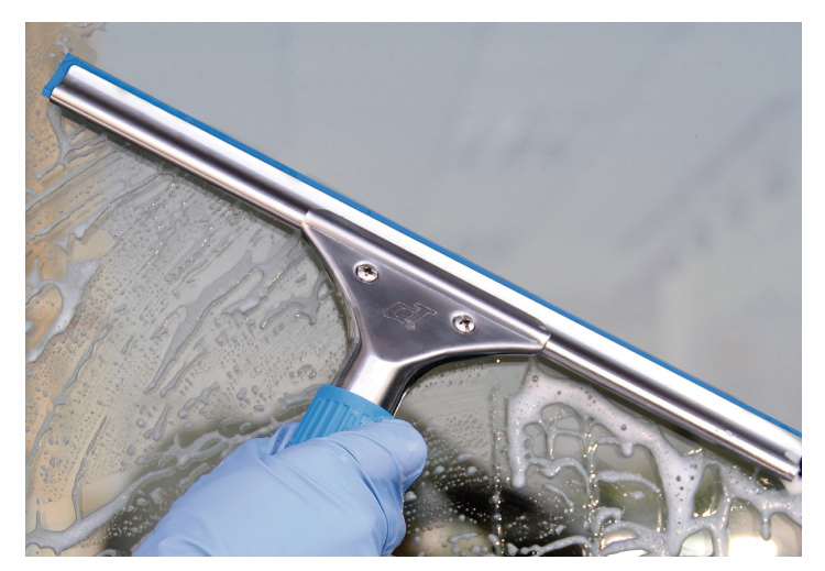 不鏽鋼玻璃（lí）刮 配藍色軟膠條三叉（chā）型（xíng）手柄